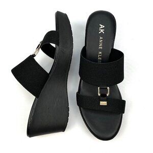 New Anne Klein Hermina Black Platform Wedge Sandal 8